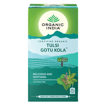 Organic India | Tulsi Gotu Kola Tea | Caffeine-Free | 25 Infusion Bags