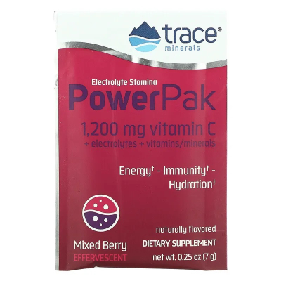 Trace Minerals, Electrolyte Stamina PowerPak, Mixed Berry, 1 Sachet 7g