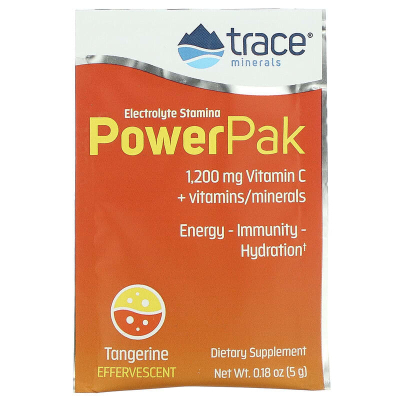 Trace Minerals, Electrolyte Stamina PowerPak, Tangerine, 1 Sachet 5g