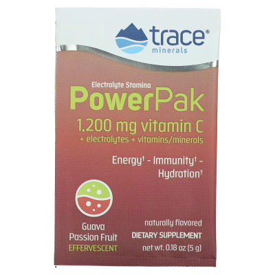 Trace Minerals, Electrolyte Stamina PowerPak, Guava Passion Fruit, 1 Sachet 5g