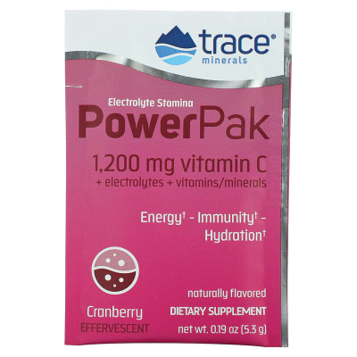 Trace Minerals, Electrolyte Stamina PowerPak, Cranberry, 1 Sachet 5.3g