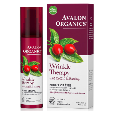 Avalon Organics, Wrinkle Therapy, With CoQ10 & Rosehip, Night Creme, 50g