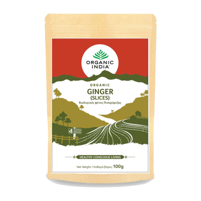 Organic India, Ginger Slices 100g / / Τζίντζερ σε φέτες 100γρ