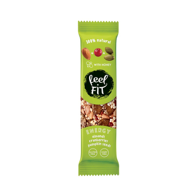 Feel FIT RAW NUTS  ENERGY, Almond, Cranberries & Pumpkin Seeds with Honey, 35g