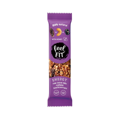 Feel FIT RAW NUTS  ENERGY, Raw Cacao, Cashew & Blackcurrant with Honey, 35g