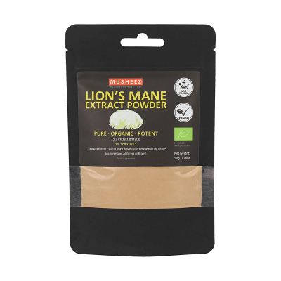 Musheez, BIO, Lion's Mane  Powder Dual Extract, 50g / Lion's Mane Διπλής Απόσταξης, 50γρ