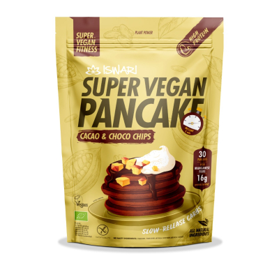 Iswari, BIO Super Vegan Pancakes, Cacao & Choco Chips, Gluten Free, 750g 