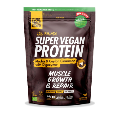 Iswari, BIO Super Vegan Protein, Mocha & Ceylon Cinnamon , Gluten Free, 400g /  Πρωτεΐνη, Μόκα & Κανέλα Κεϋλάνης, 400γρ.