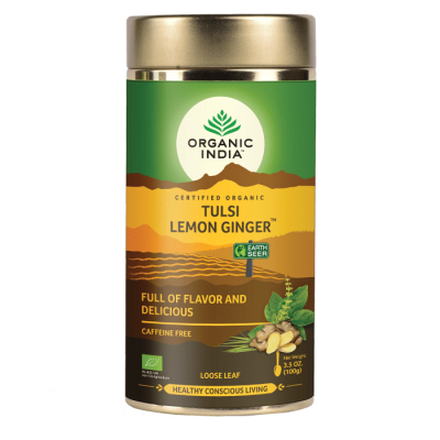 Tulsi Lemon Ginger Loose Leaf Tea By Organic India | Herbalista