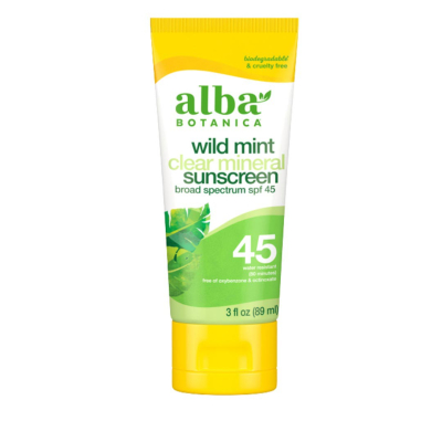 Alba Botanica Clear Mineral Sunscreen Wild Mint Lotion, SPF 45