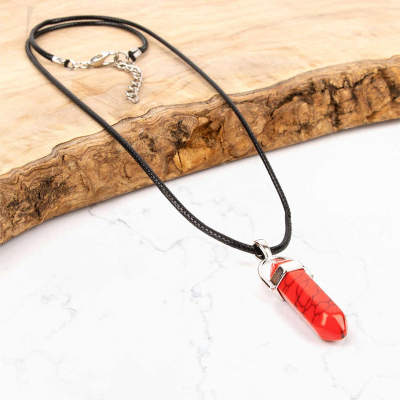 Myga, Crystal Pendant Necklace Red Jasper