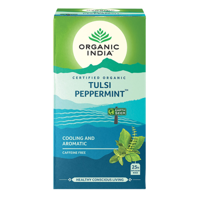 Tulsi Peppermint Tea By Organic India | Caffeine-Free | Herbalista 