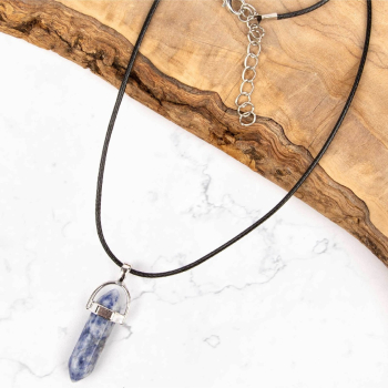 Myga, Blue Spot Jasper Crystal Pendant Necklace 