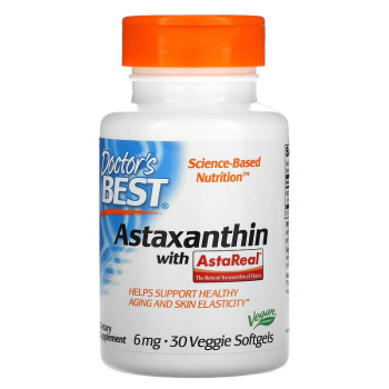 Astaxanthin with AstaReal By Doctor's Best | 6 mg | 30 Veggie Softgels