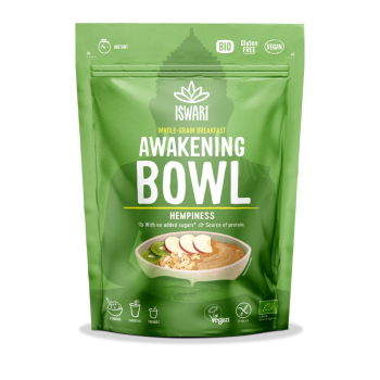 Iswari, BIO Awakening Bowl, Hempiness, Gluten Free, 360g  / Στιγμιαίο πρωϊνό με Πρωτεΐνη Κάνναβης, Φαγόπυρο & Σπόρους, 360γρ.