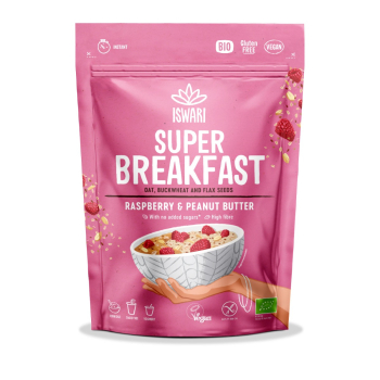 Iswari, BIO Super Breakfast, Raspberry & Peanut Butter, Gluten Free, 360g