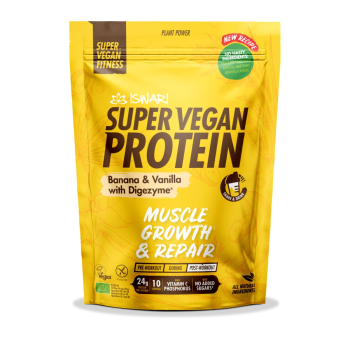 Iswari, BIO Super Vegan Protein, Banana & Vanilla, Gluten Free, 400g